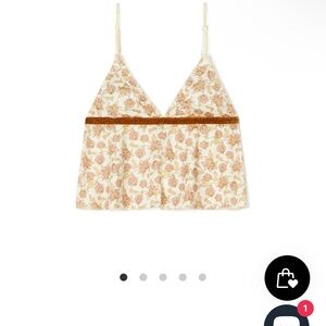 Elegant Floral Cream and Brown Camisole pajama top by Louise Misha